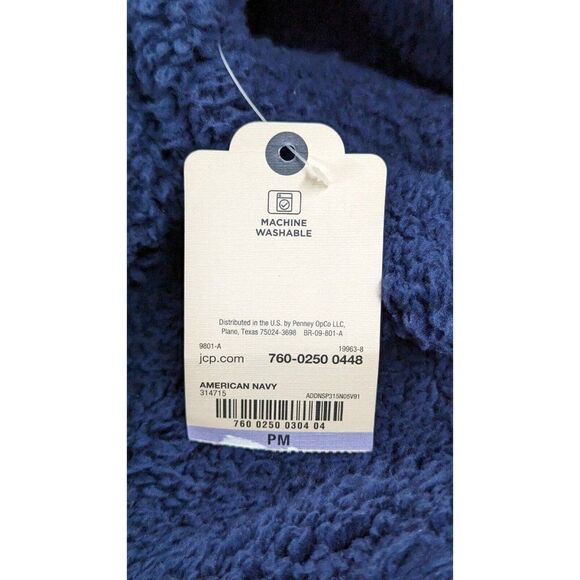 St. Johns Bay Women Size PM Sherpa Mock Neck Long Sleeve Pullover Blue Very Soft - Picture 9 of 11